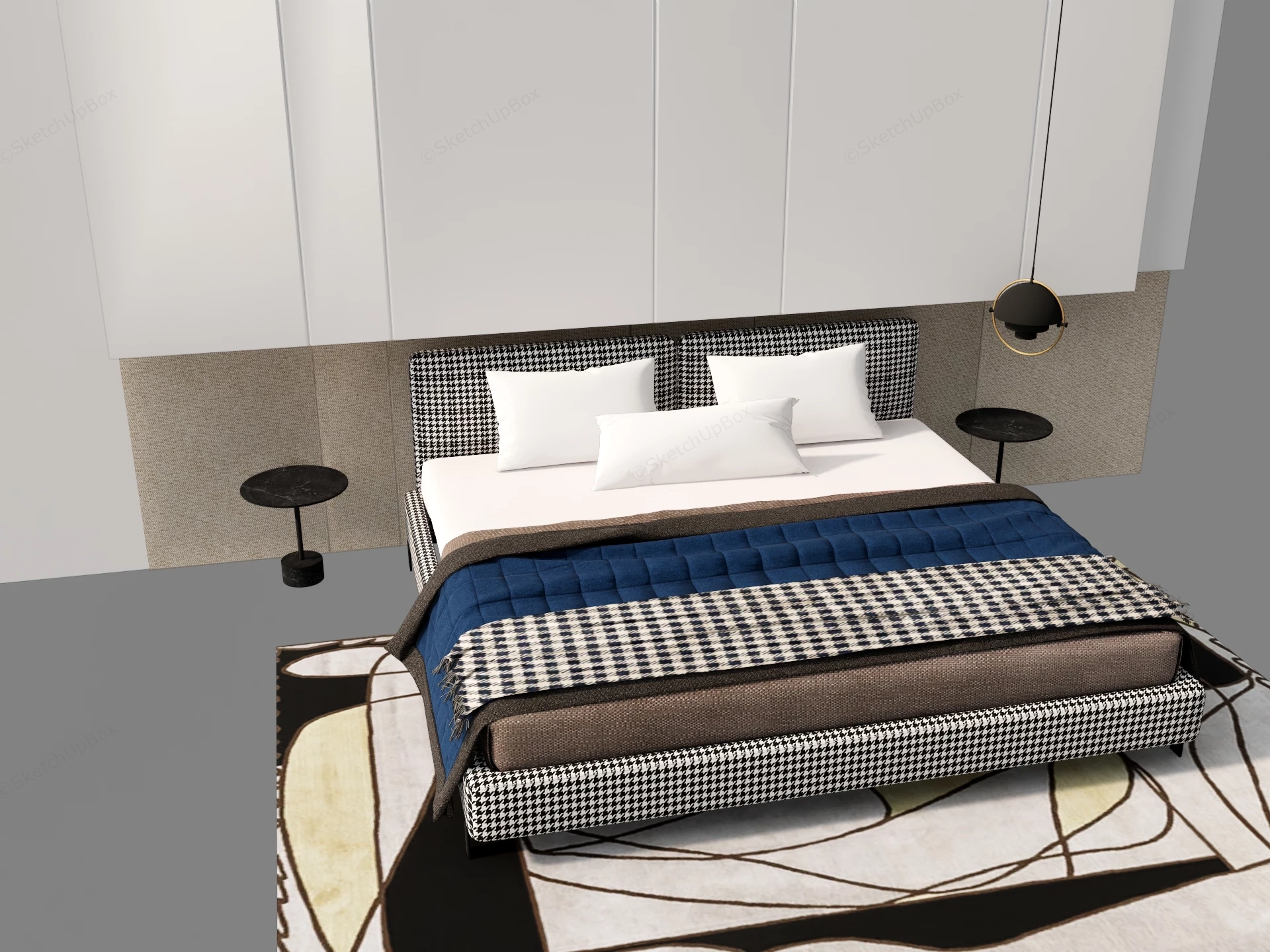 Platform Bed With Headboard sketchup model preview - SketchupBox