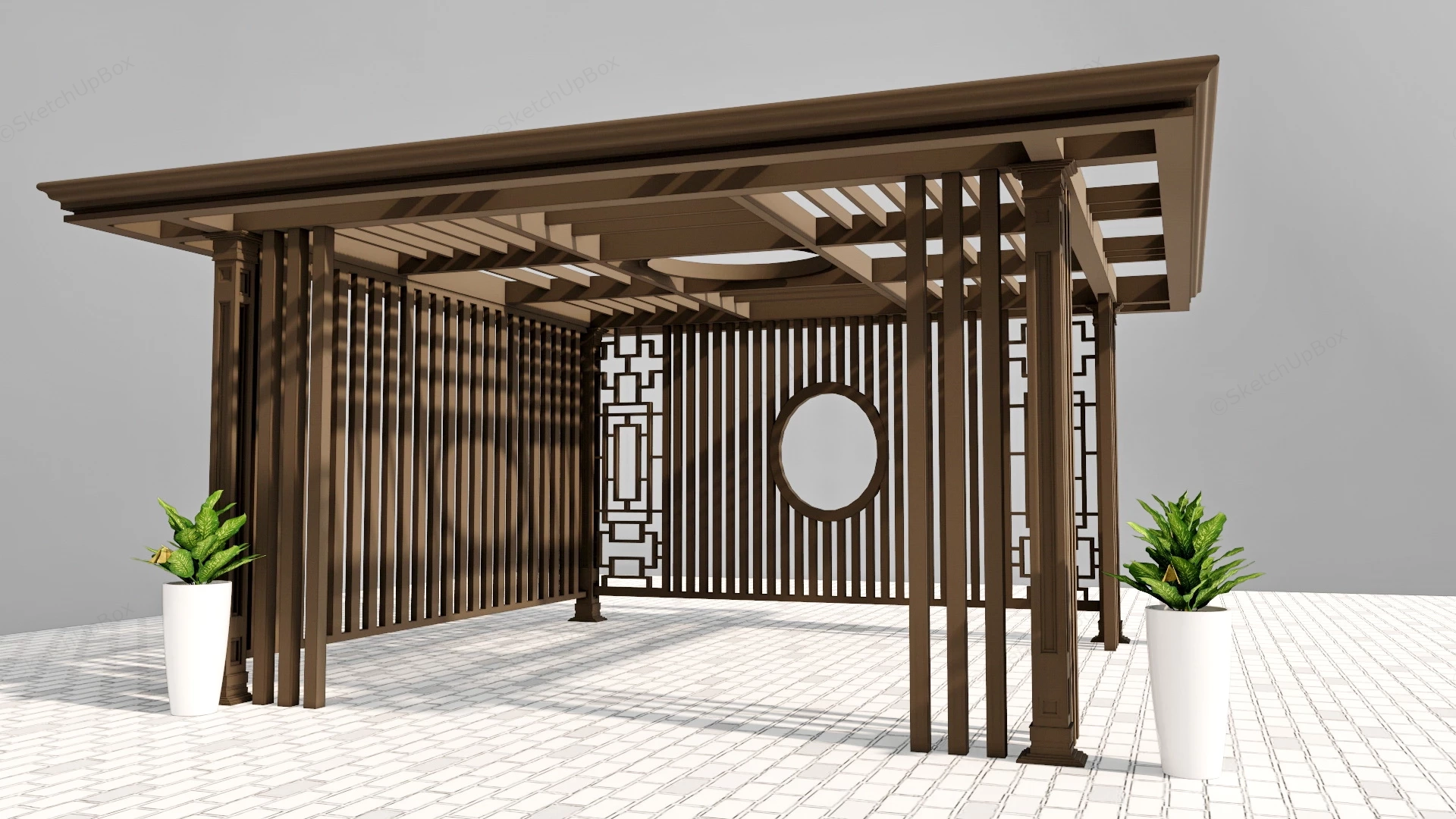 Modern Japanese Style Pavilion sketchup model preview - SketchupBox