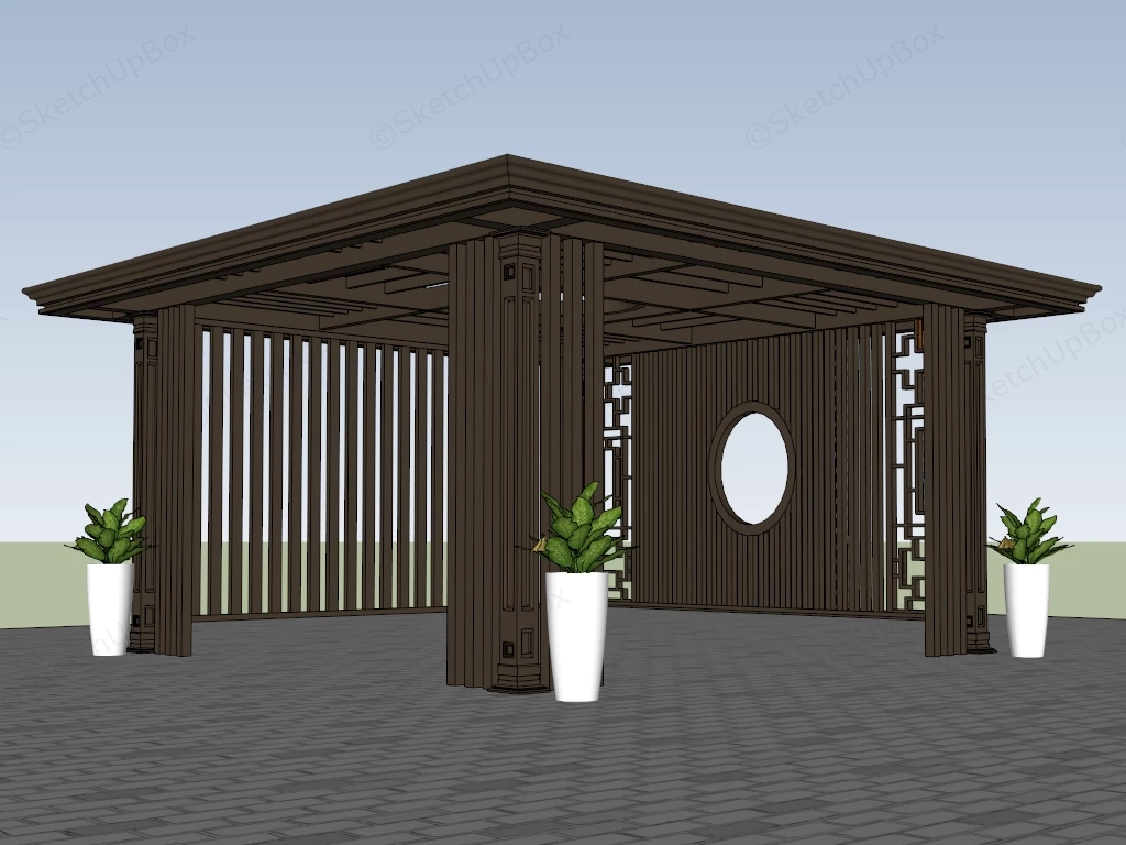 Modern Japanese Style Pavilion sketchup model preview - SketchupBox
