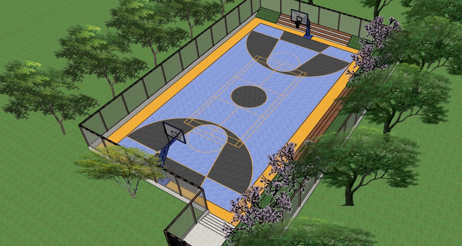 Outdoor Basketball Court sketchup model preview - SketchupBox