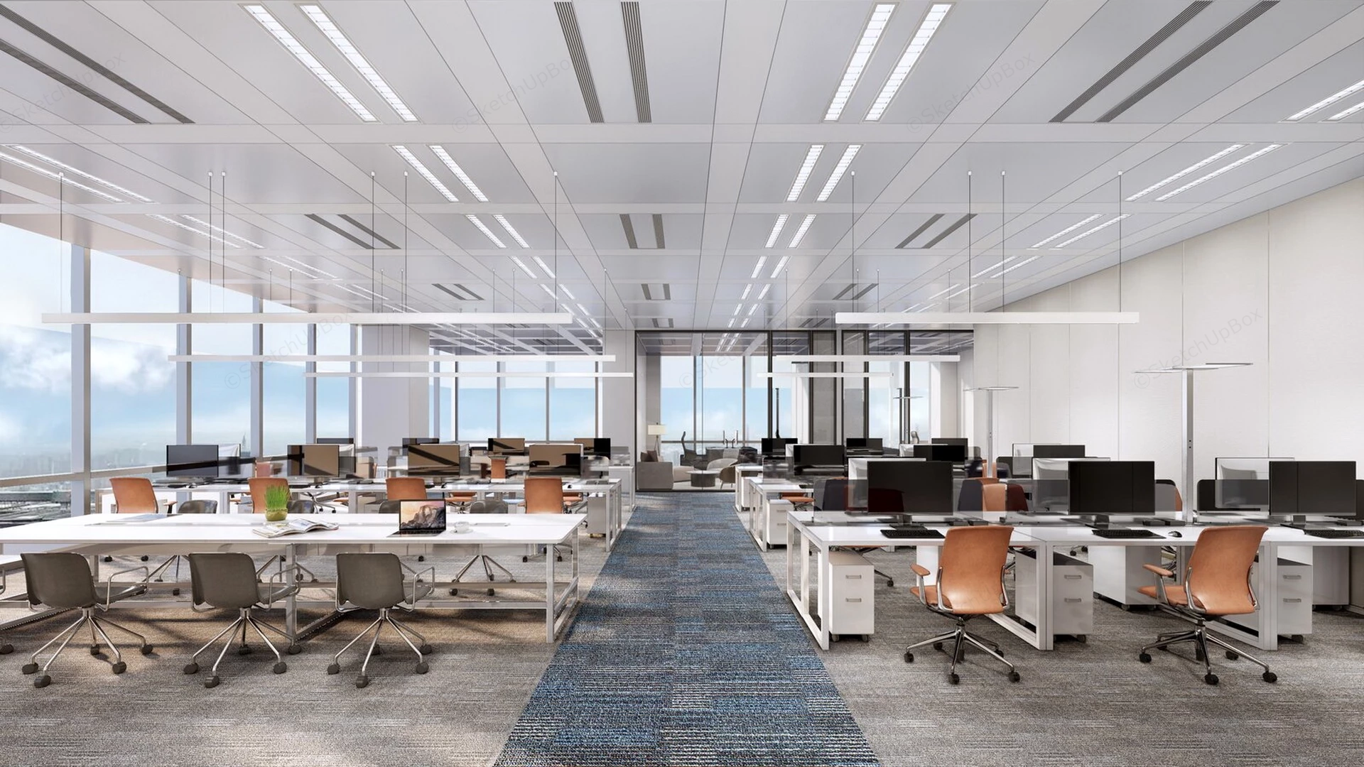 Office Workspace Design sketchup model preview - SketchupBox