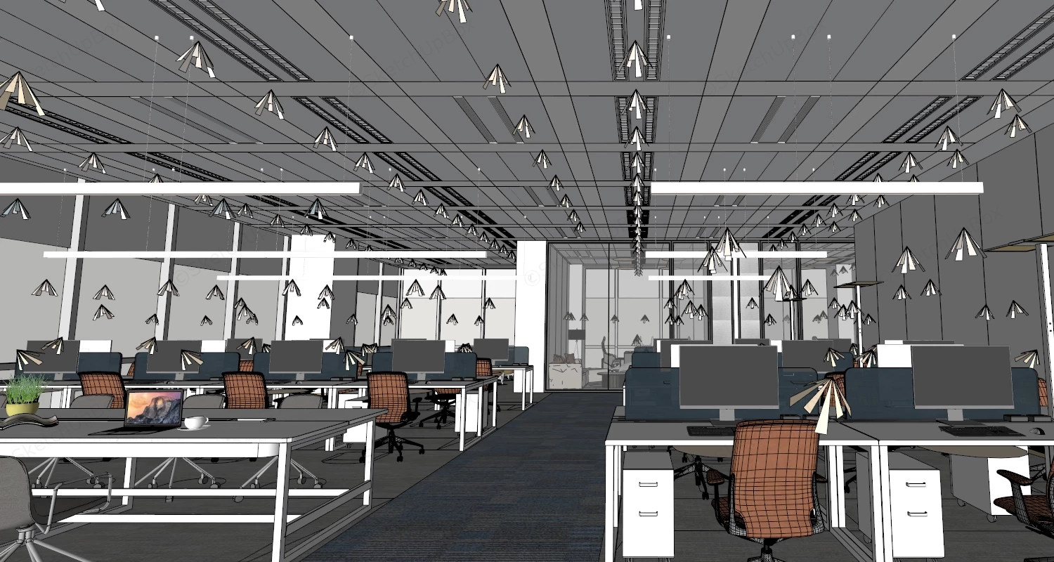 Office Workspace Design sketchup model preview - SketchupBox