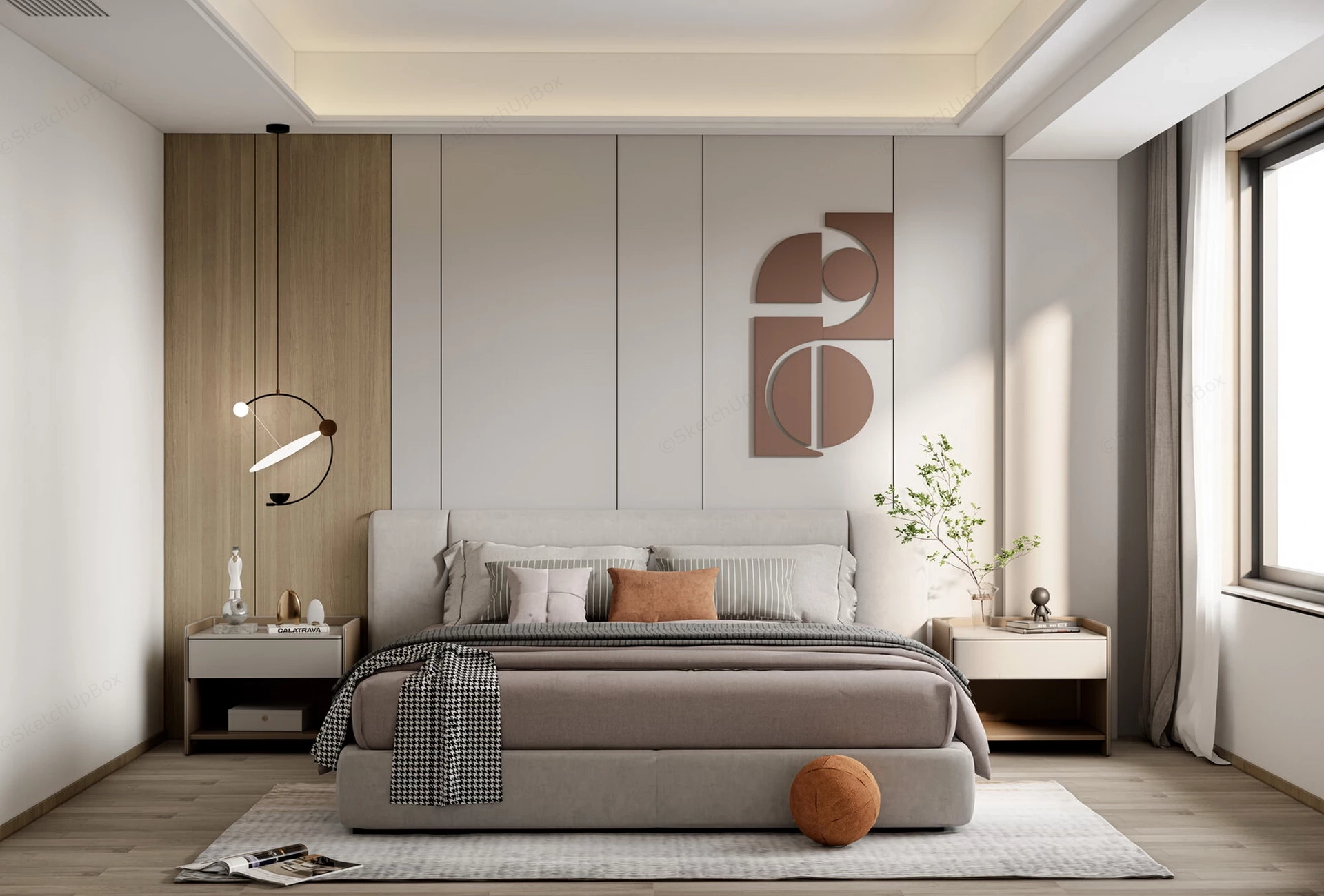 Modern Beige Bedroom Ideas sketchup model preview - SketchupBox