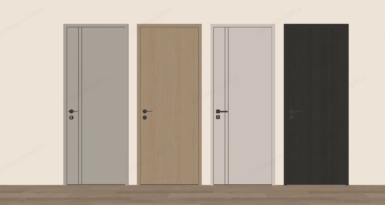 Modern Wood Interior Doors sketchup model preview - SketchupBox