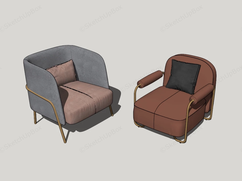 Luxury Accent Chairs sketchup model preview - SketchupBox