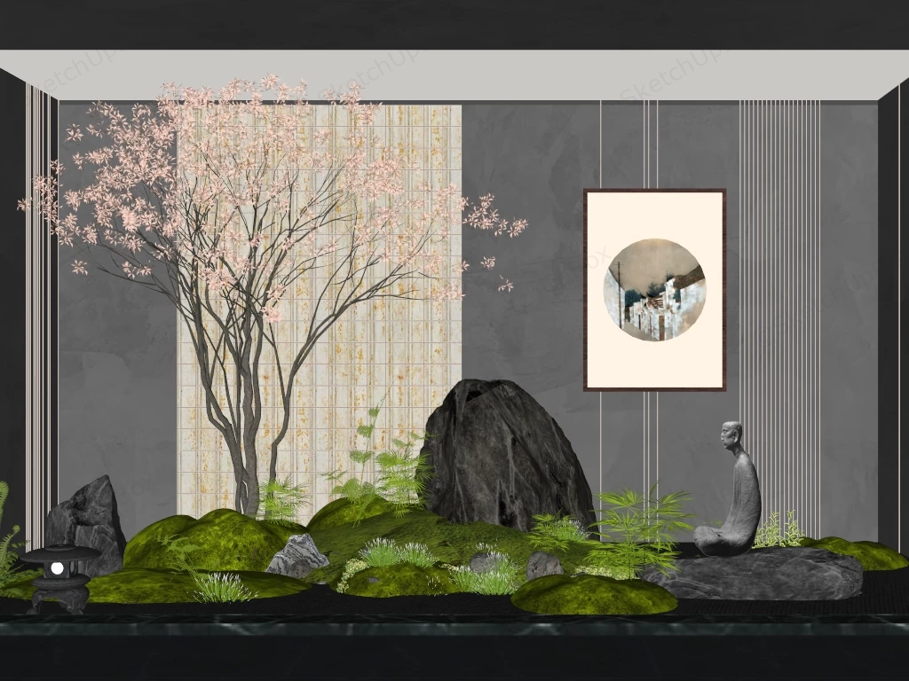 Indoor Buddhist Zen Garden sketchup model preview - SketchupBox