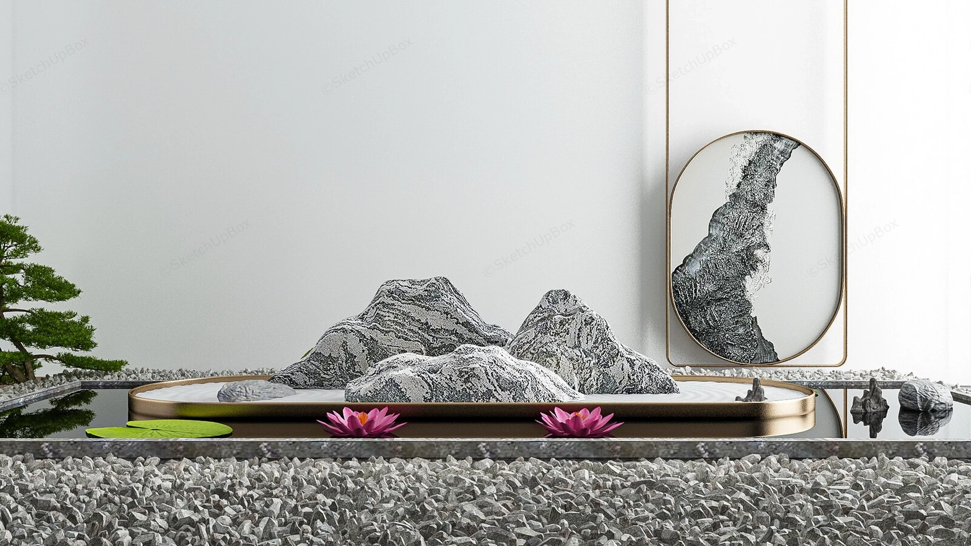 Zen Rock Garden Design sketchup model preview - SketchupBox