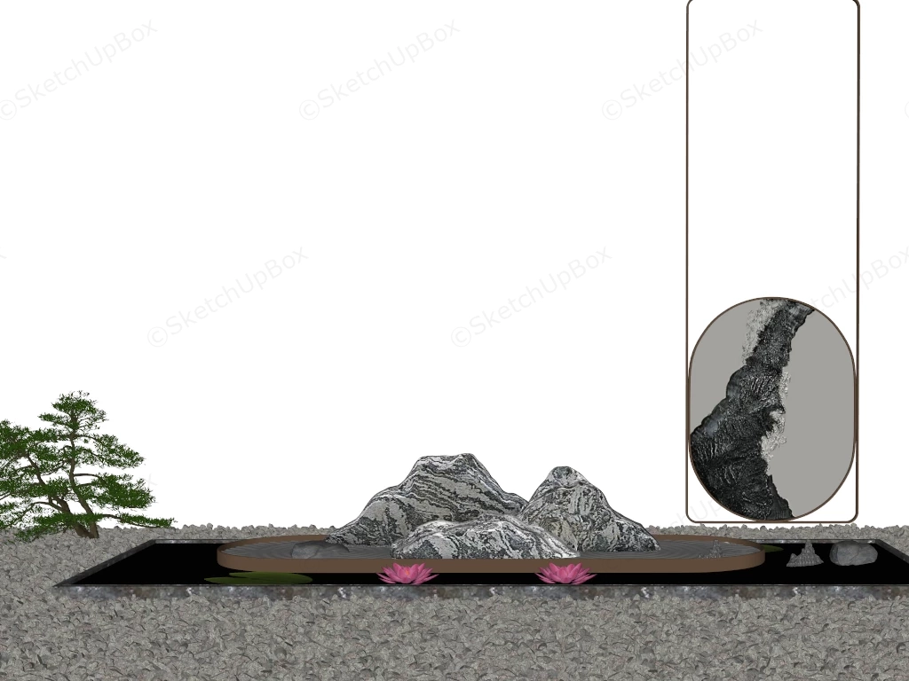 Zen Rock Garden Design sketchup model preview - SketchupBox