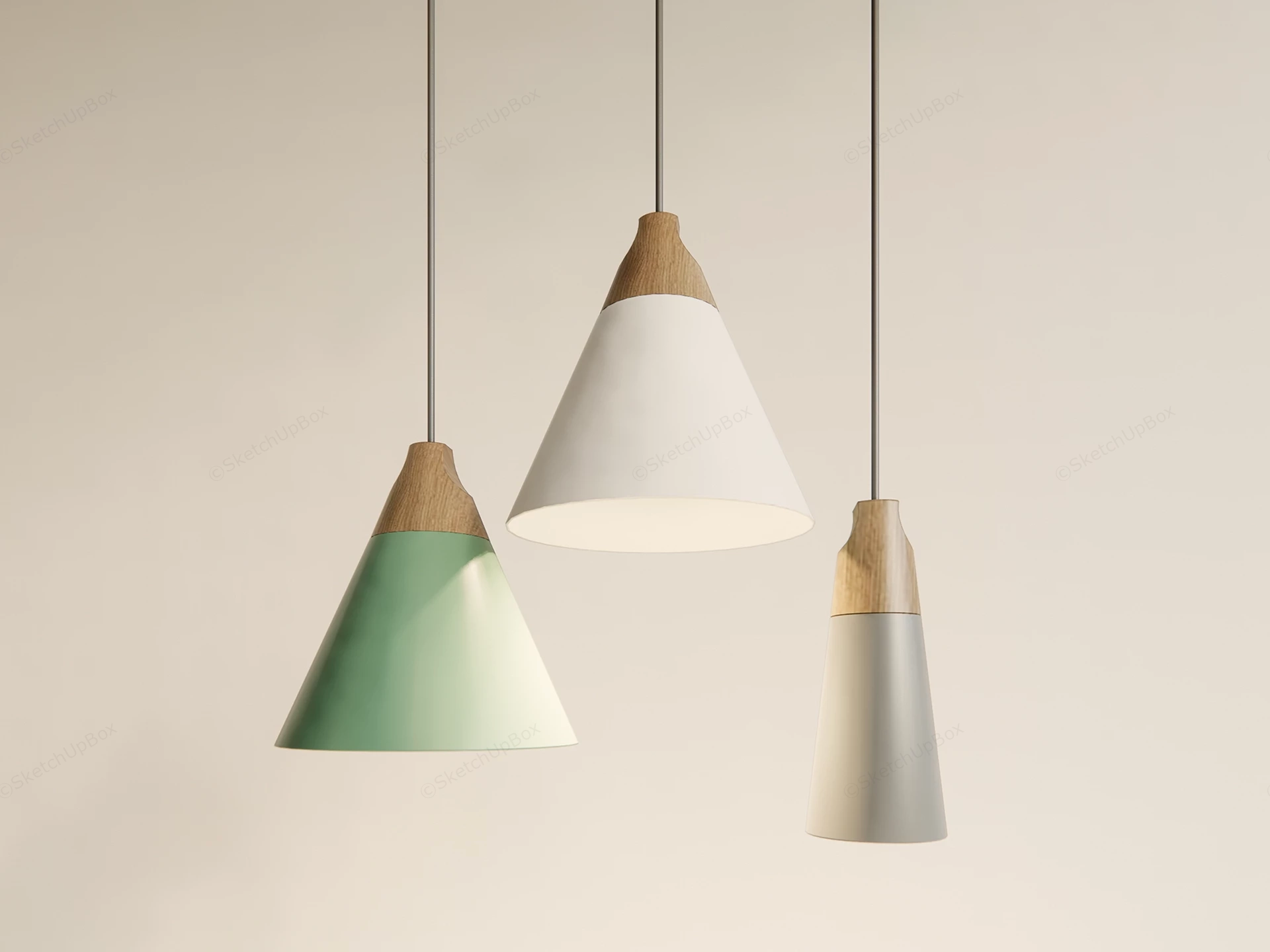 3 Light Pendant Lighting sketchup model preview - SketchupBox