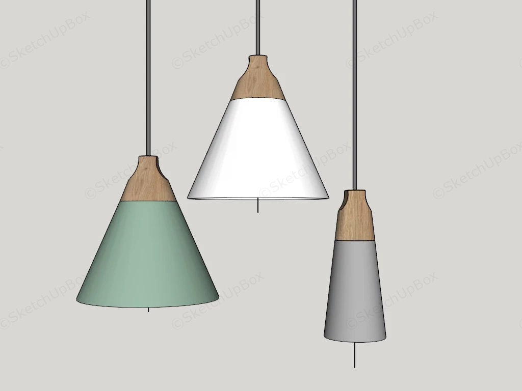 3 Light Pendant Lighting sketchup model preview - SketchupBox