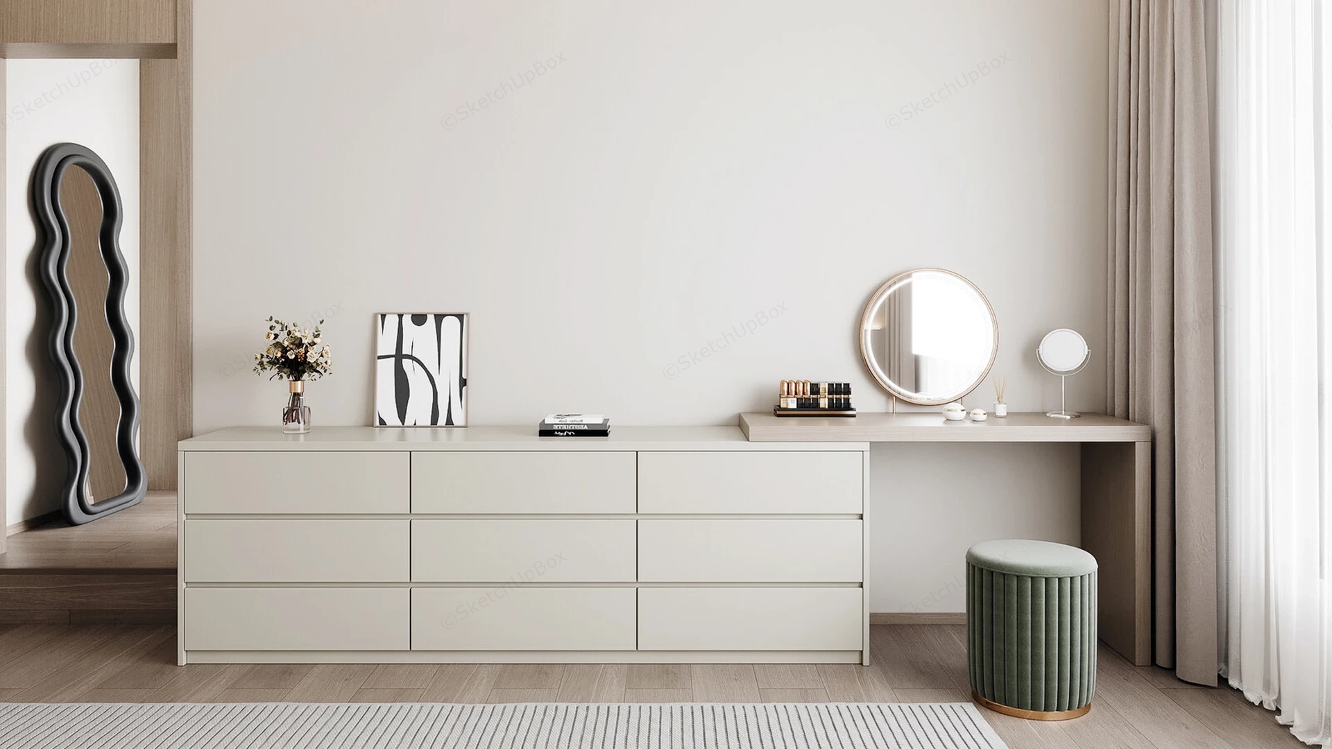 Makeup Vanity & Dresser Set sketchup model preview - SketchupBox