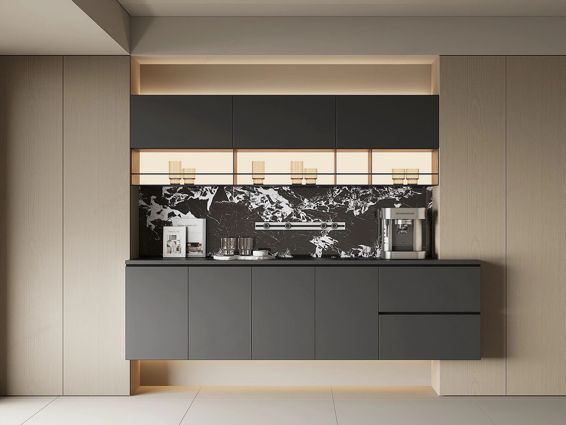 Floating Sideboard sketchup model preview - SketchupBox