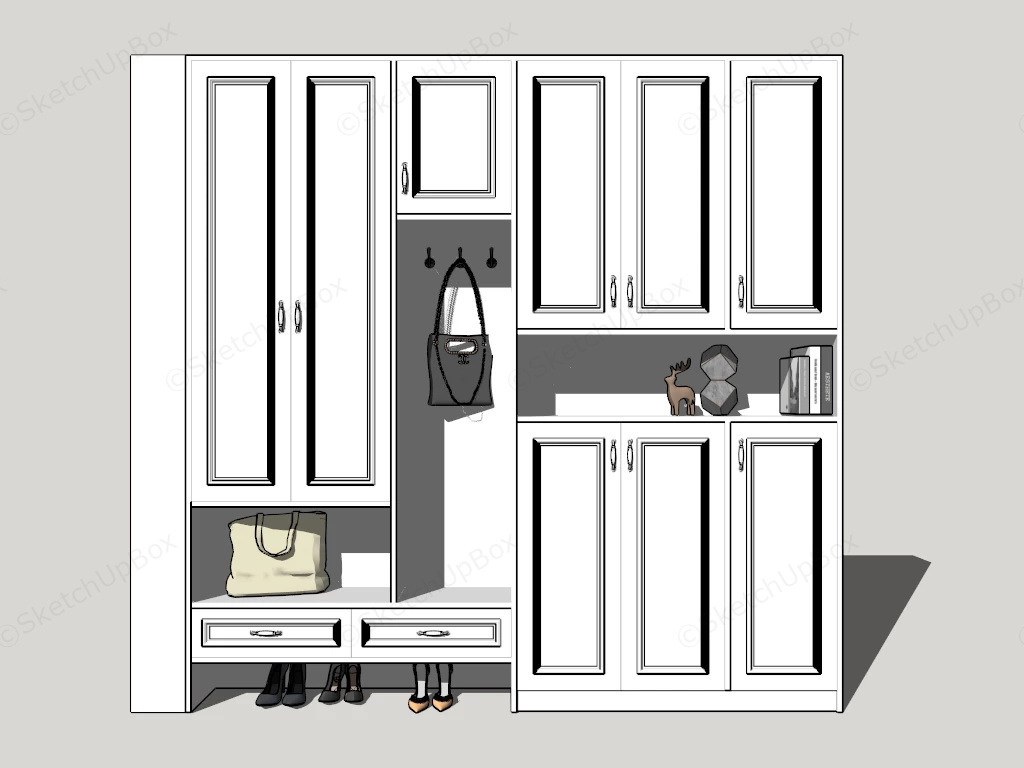 Entryway Wall Storage sketchup model preview - SketchupBox