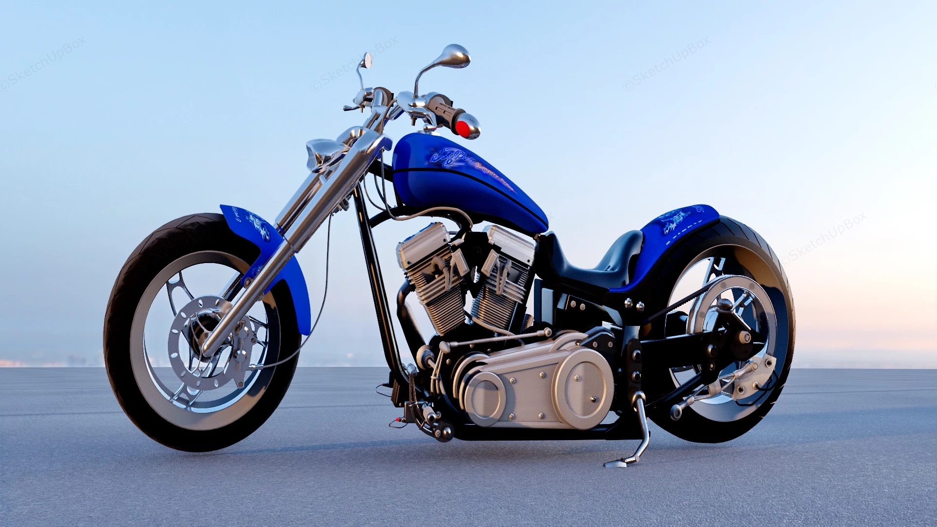 Cruiser Motorcycle sketchup model preview - SketchupBox