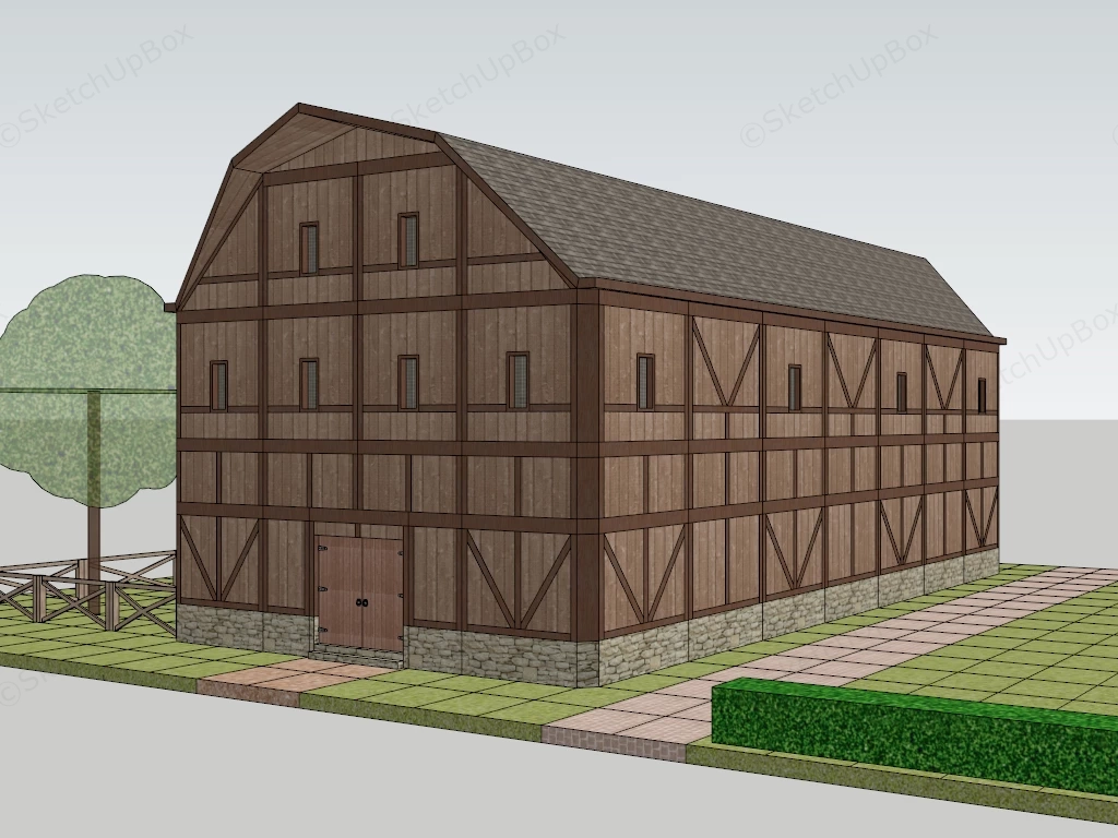 Horse Stable Building sketchup model preview - SketchupBox