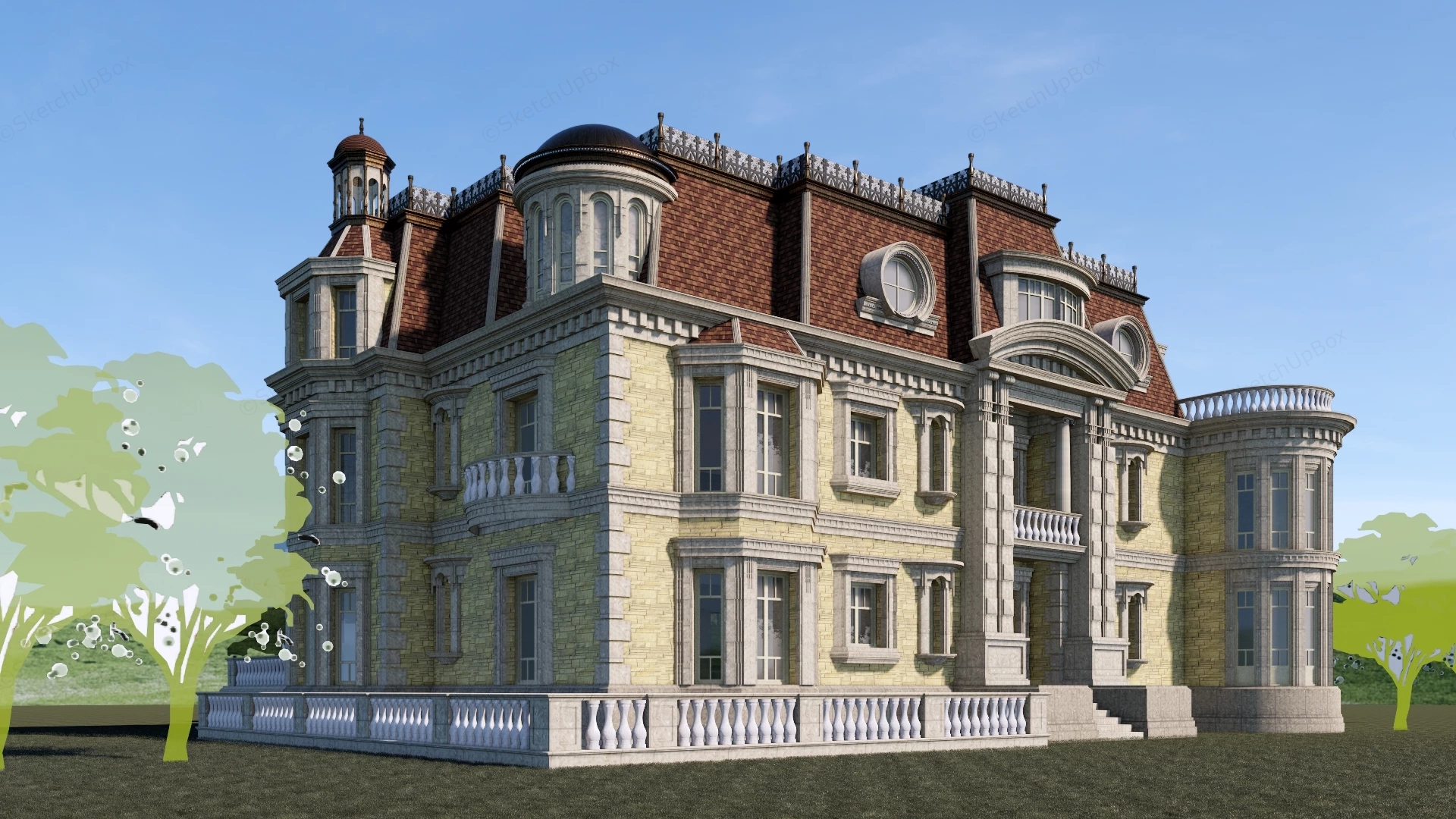 Vintage Victorian Mansion sketchup model preview - SketchupBox