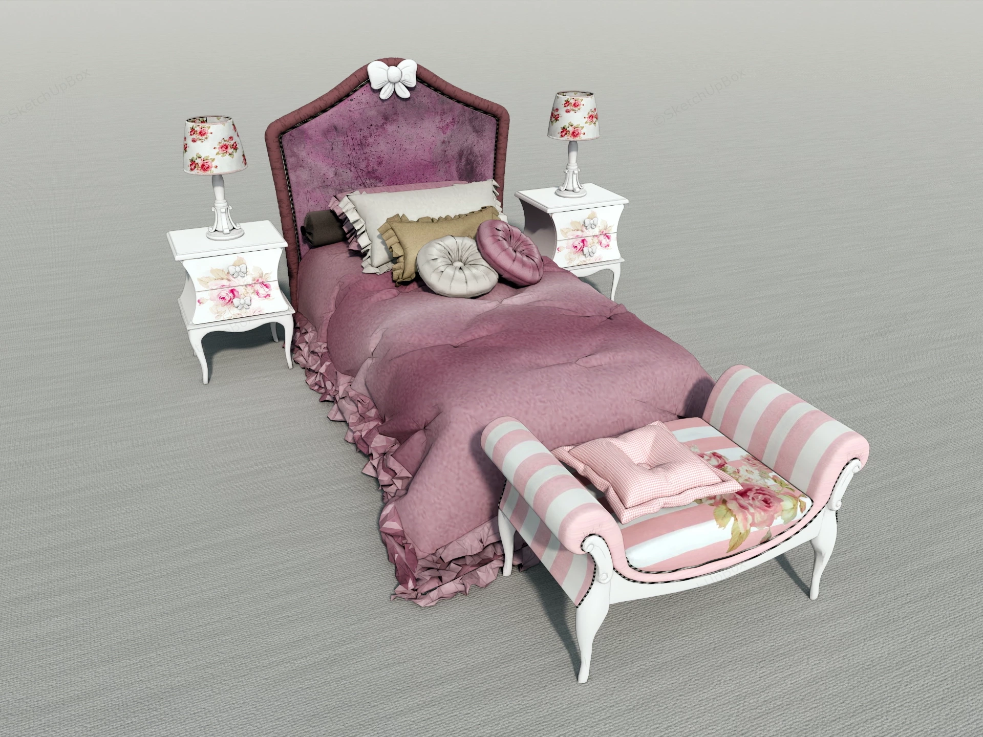Girls Bedroom Furniture Set sketchup model preview - SketchupBox