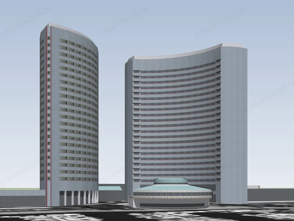 San Diego Marriott Marina Hotel sketchup model preview - SketchupBox