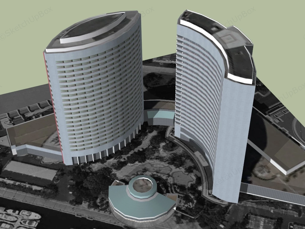 San Diego Marriott Marina Hotel sketchup model preview - SketchupBox