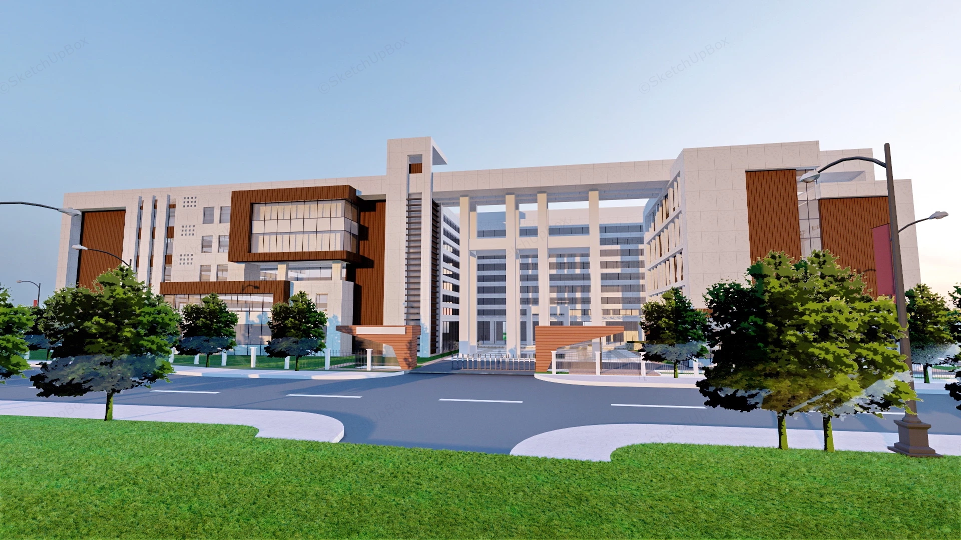 Modern Community Center Architecture sketchup model preview - SketchupBox