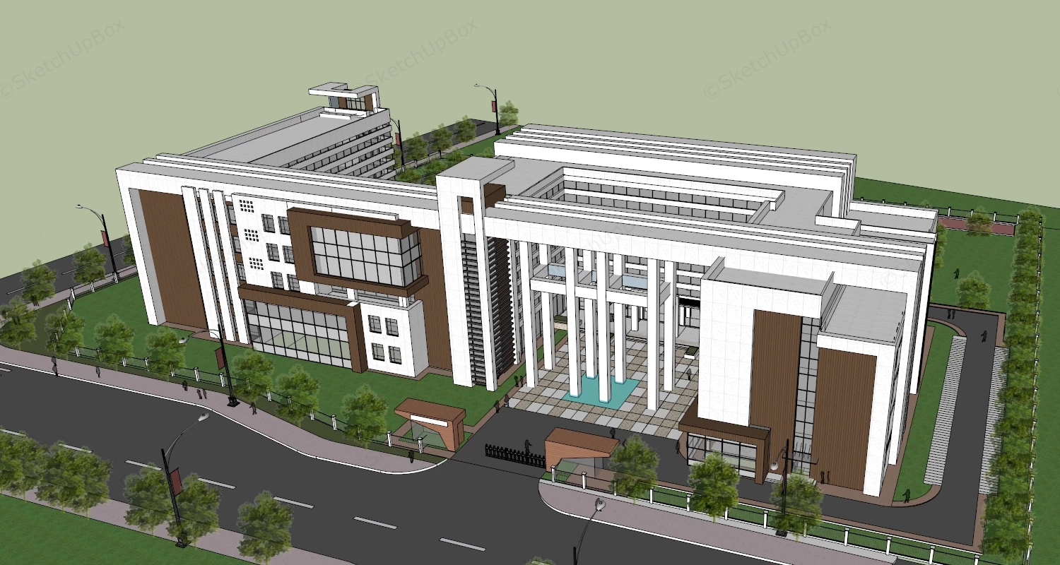 Modern Community Center Architecture sketchup model preview - SketchupBox