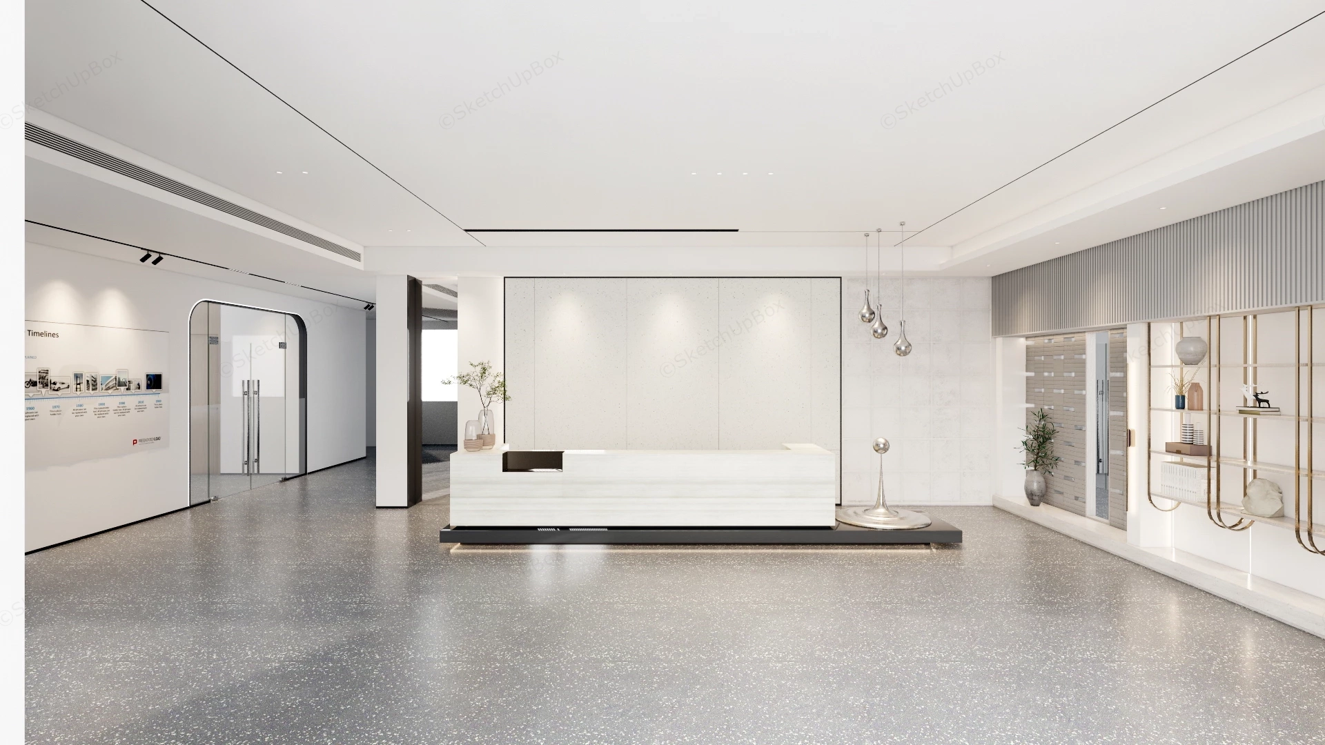 Modern Office Reception Area Design sketchup model preview - SketchupBox