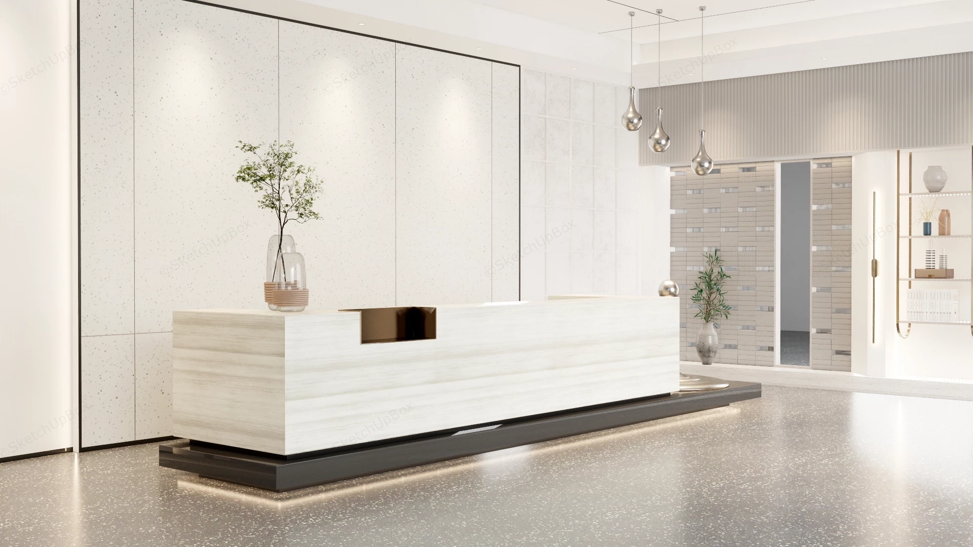 Modern Office Reception Area Design sketchup model preview - SketchupBox