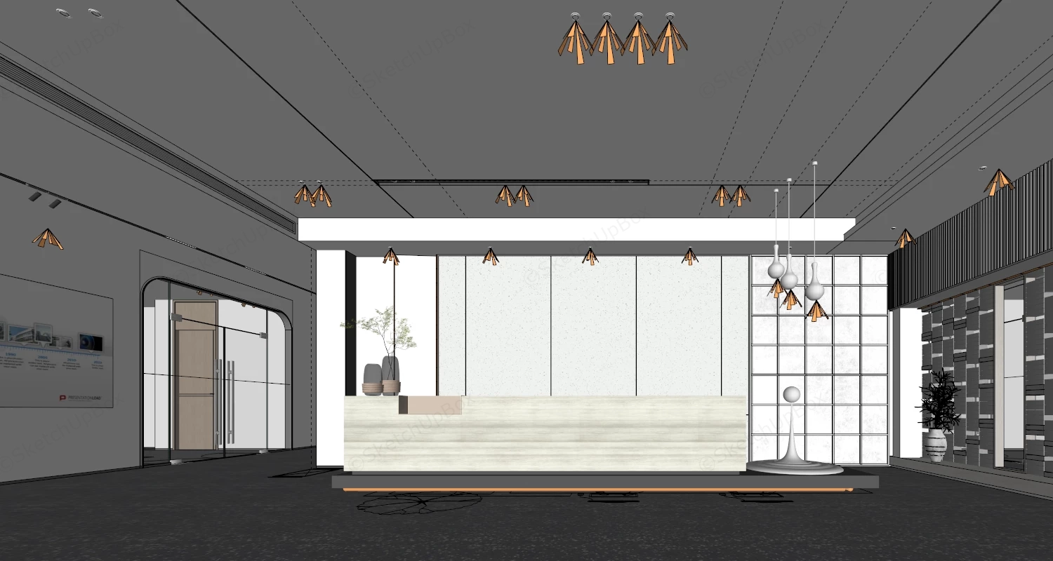 Modern Office Reception Area Design sketchup model preview - SketchupBox