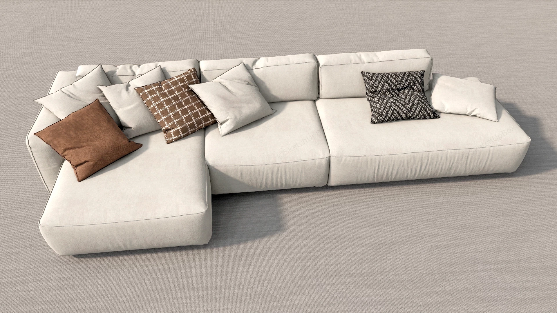 Cream Sectional Sofa sketchup model preview - SketchupBox