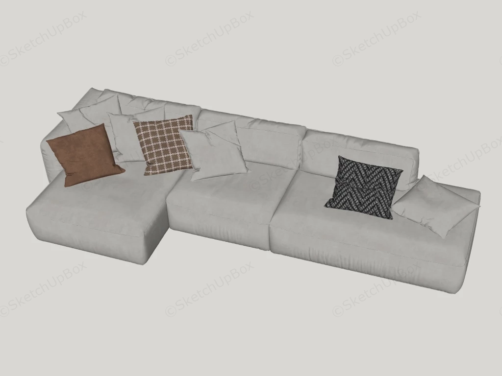 Cream Sectional Sofa sketchup model preview - SketchupBox