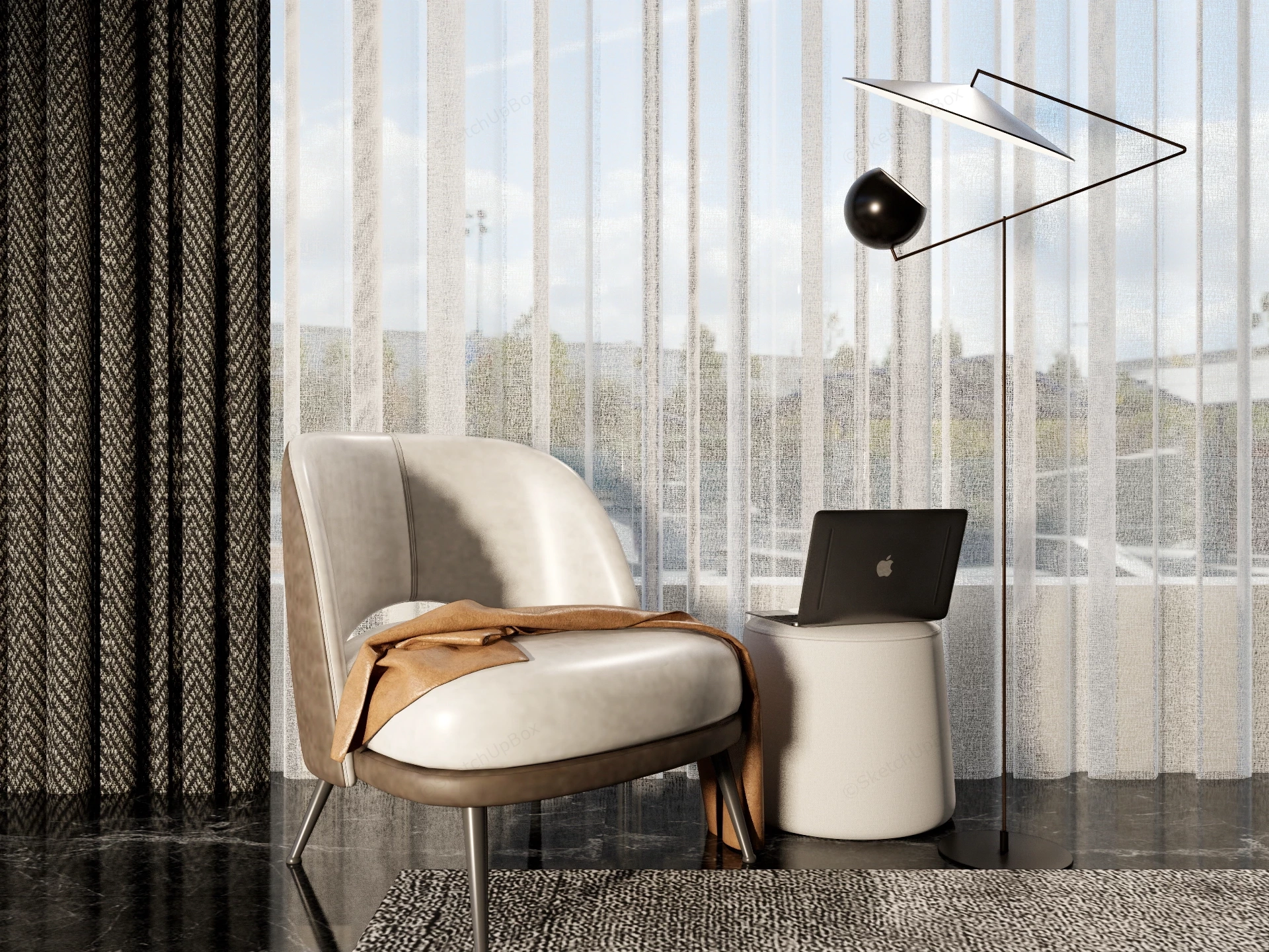 Accent Chair In Living Room sketchup model preview - SketchupBox