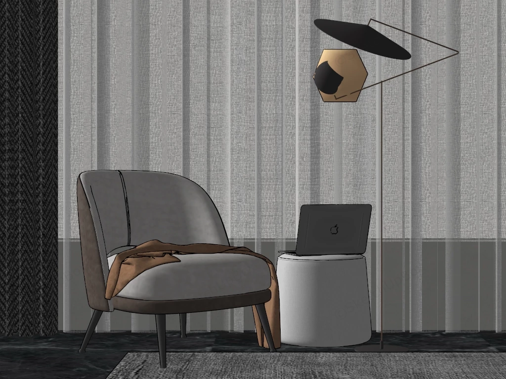 Accent Chair In Living Room sketchup model preview - SketchupBox