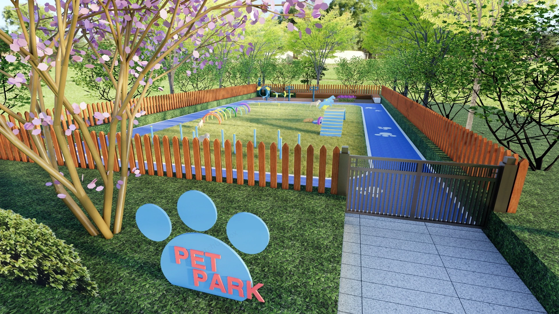 Dog Park Playground sketchup model preview - SketchupBox