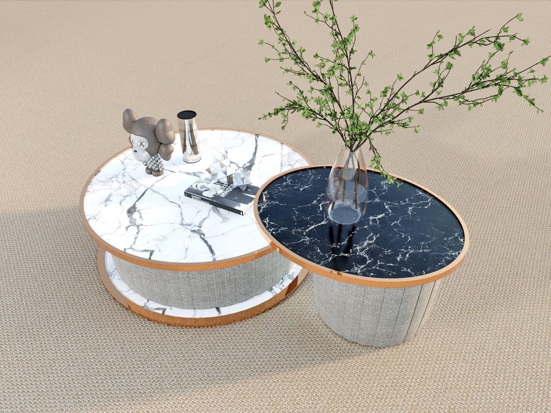 Modern Nesting Coffee Tables sketchup model preview - SketchupBox