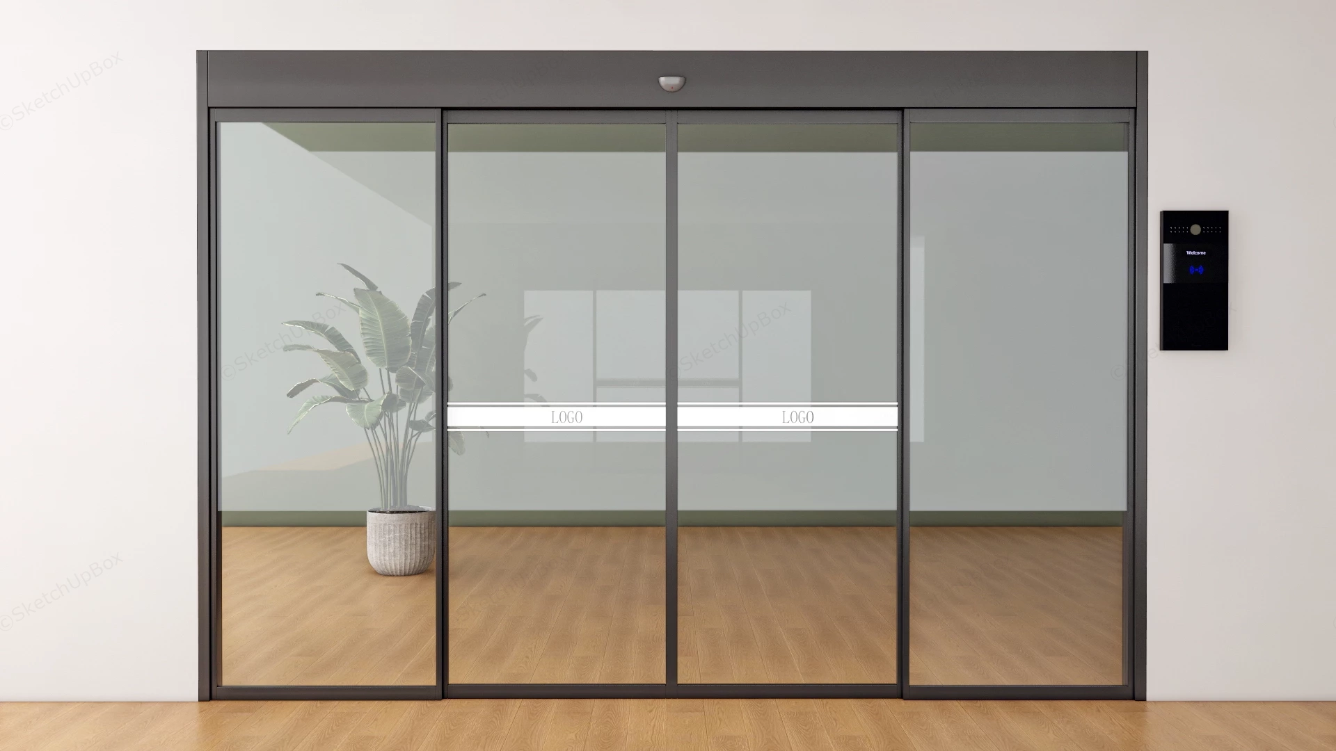 Automatic Sliding Glass Doors sketchup model preview - SketchupBox