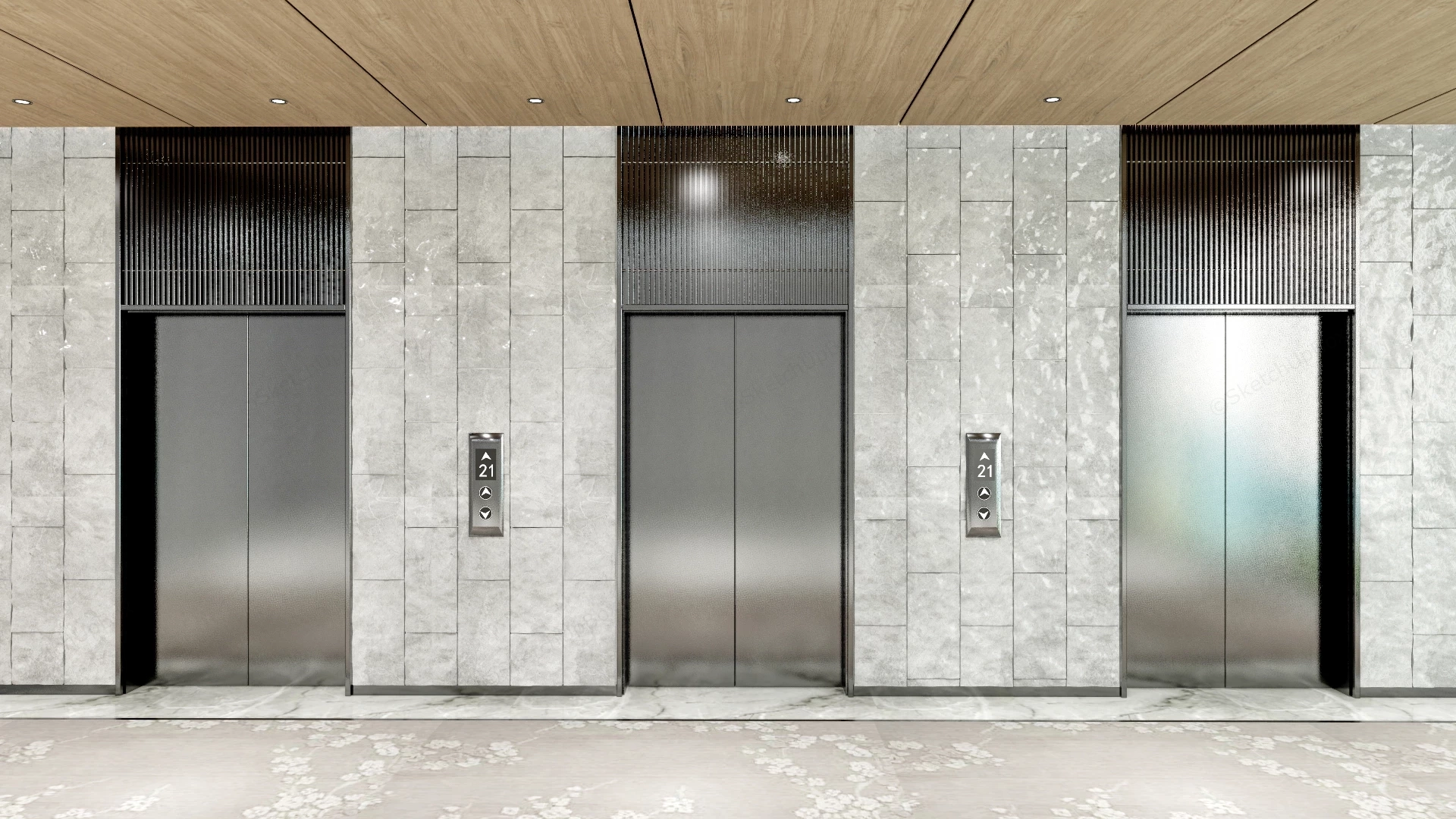 Modern Elevator Hall Interior sketchup model preview - SketchupBox