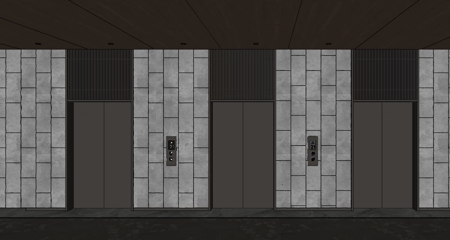 Modern Elevator Hall Interior sketchup model preview - SketchupBox