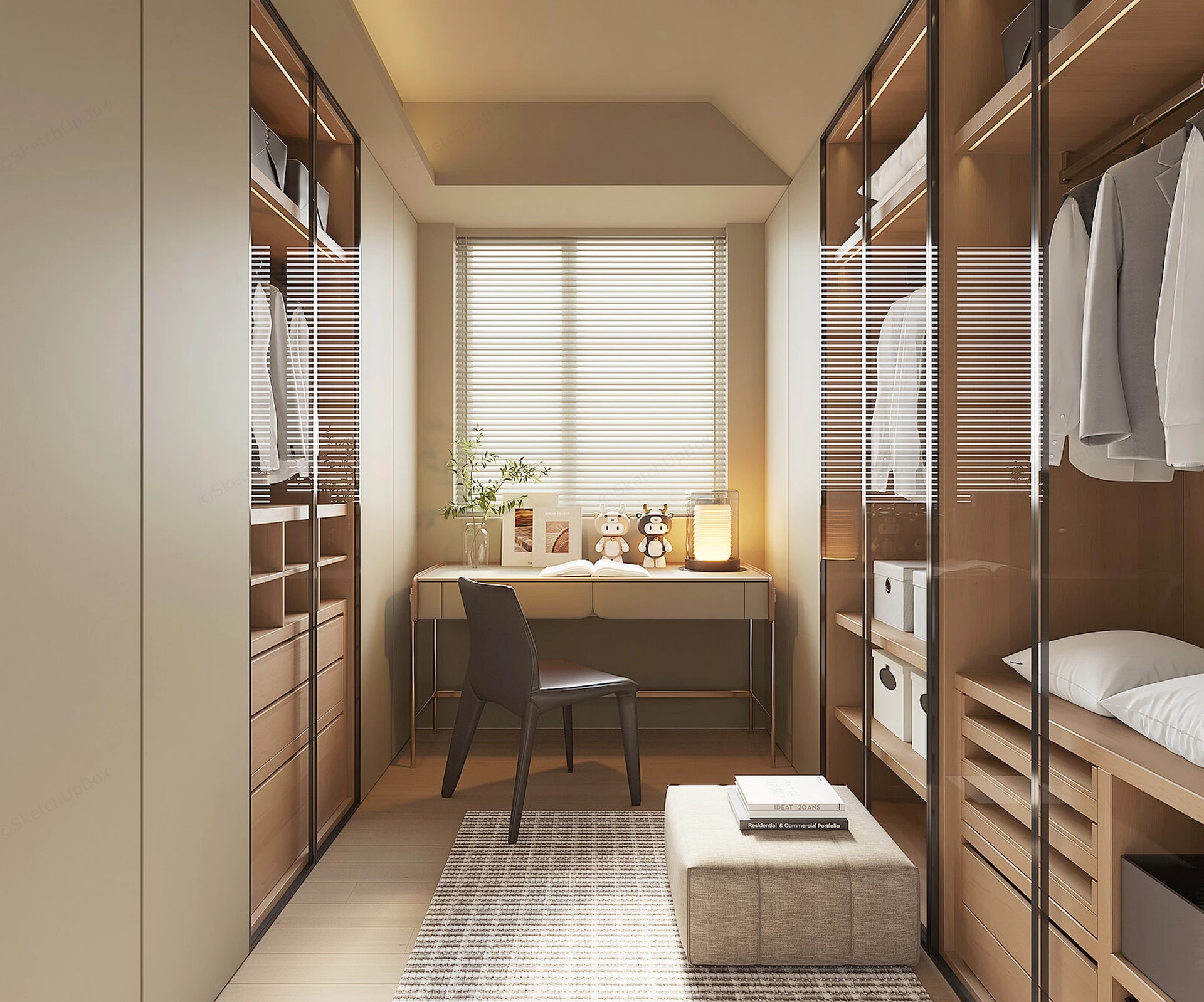 Narrow Dressing Room Ideas sketchup model preview - SketchupBox