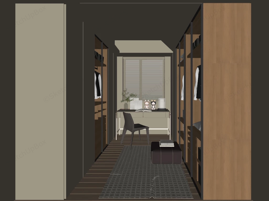 Narrow Dressing Room Ideas sketchup model preview - SketchupBox