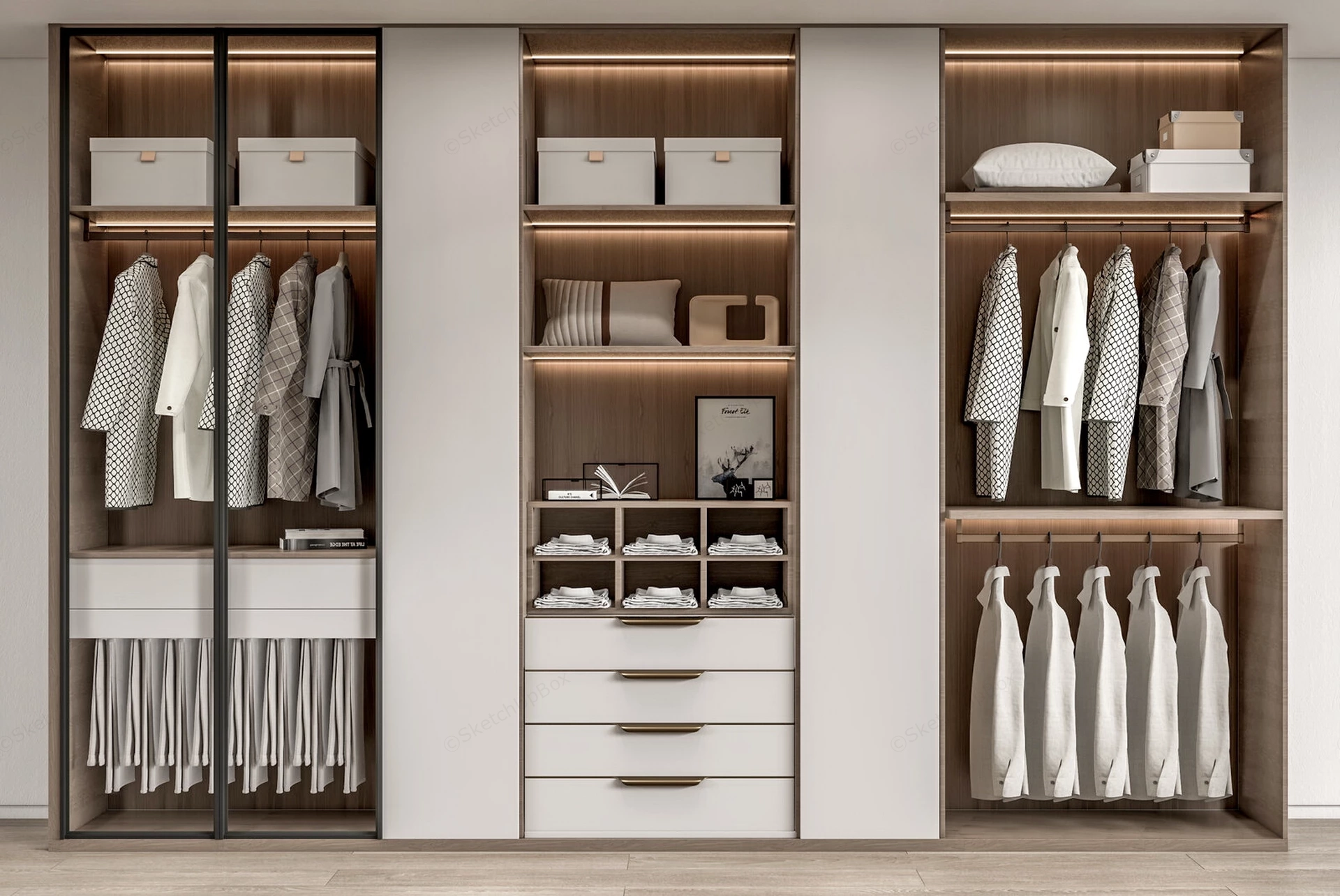 Modern Bedroom Wardrobe Closet sketchup model preview - SketchupBox