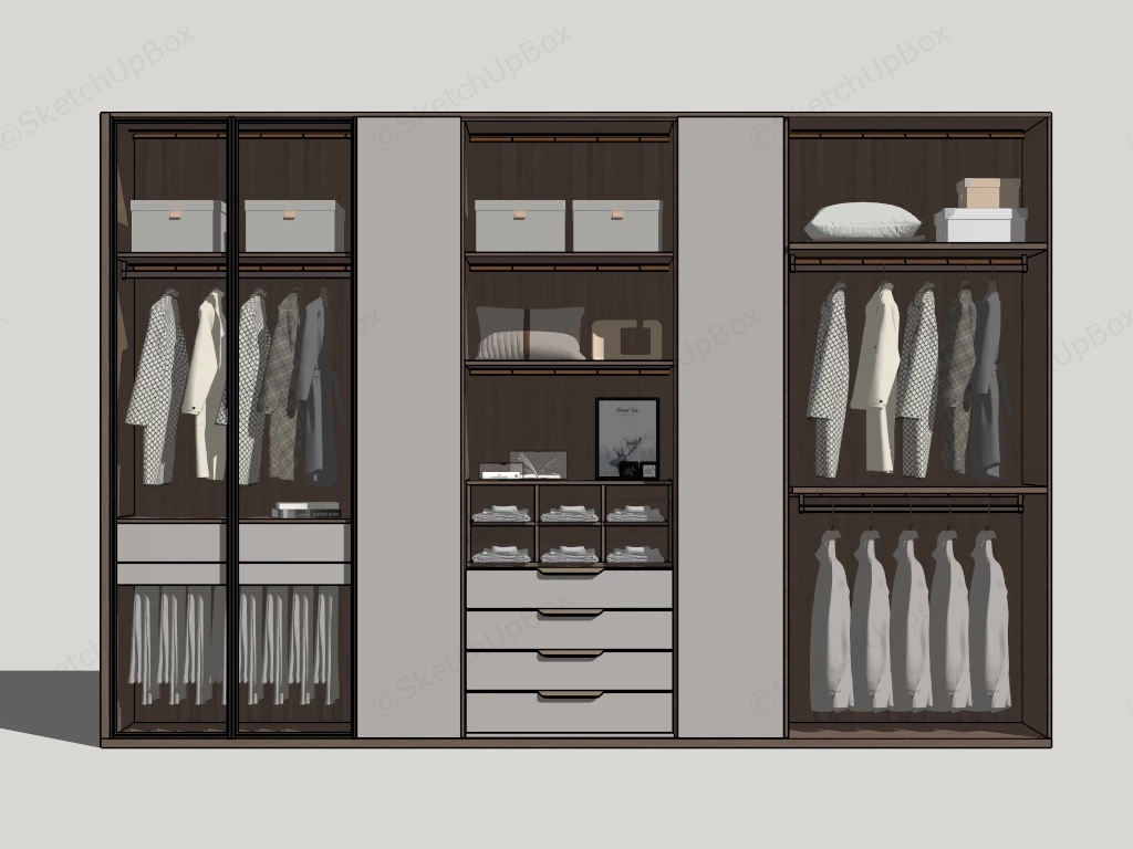 Modern Bedroom Wardrobe Closet sketchup model preview - SketchupBox