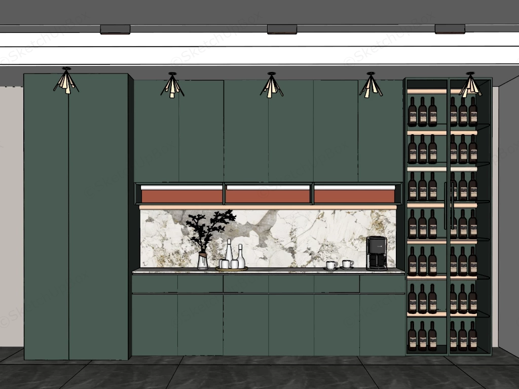 Modern Home Bar Cabinet sketchup model preview - SketchupBox