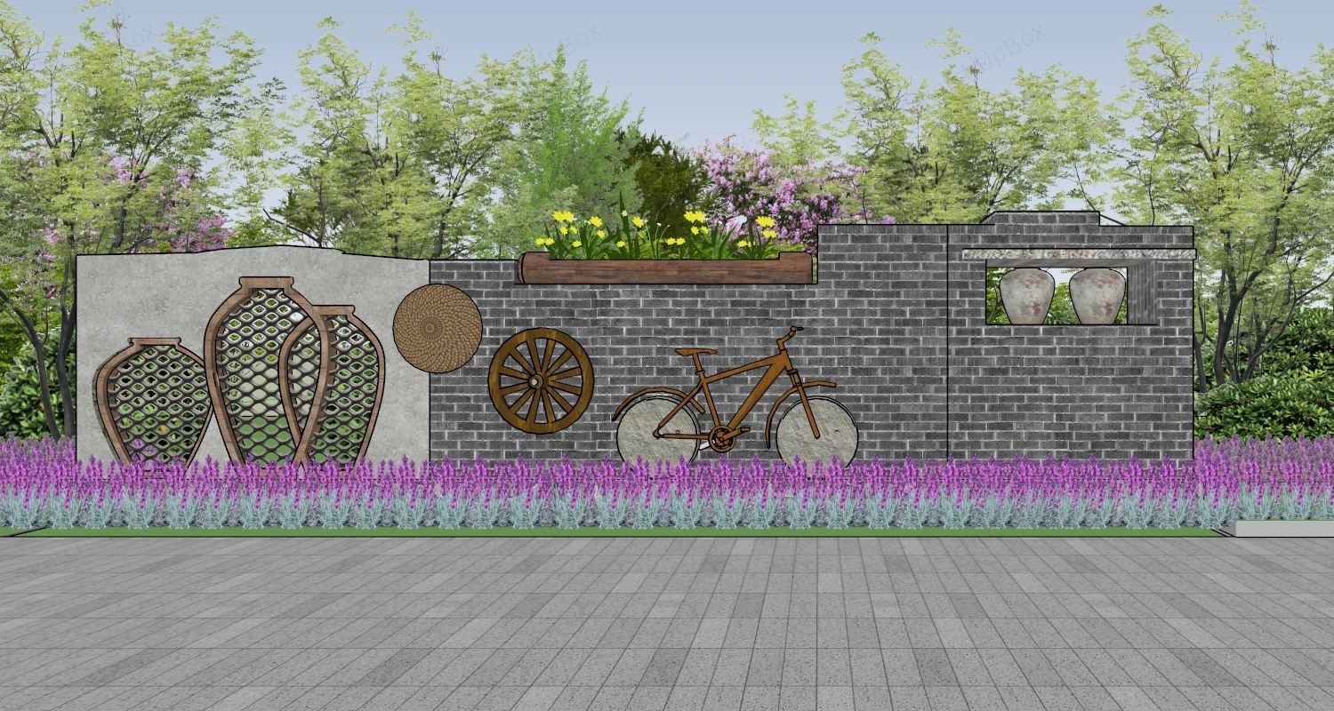 Country Garden Feature Wall sketchup model preview - SketchupBox
