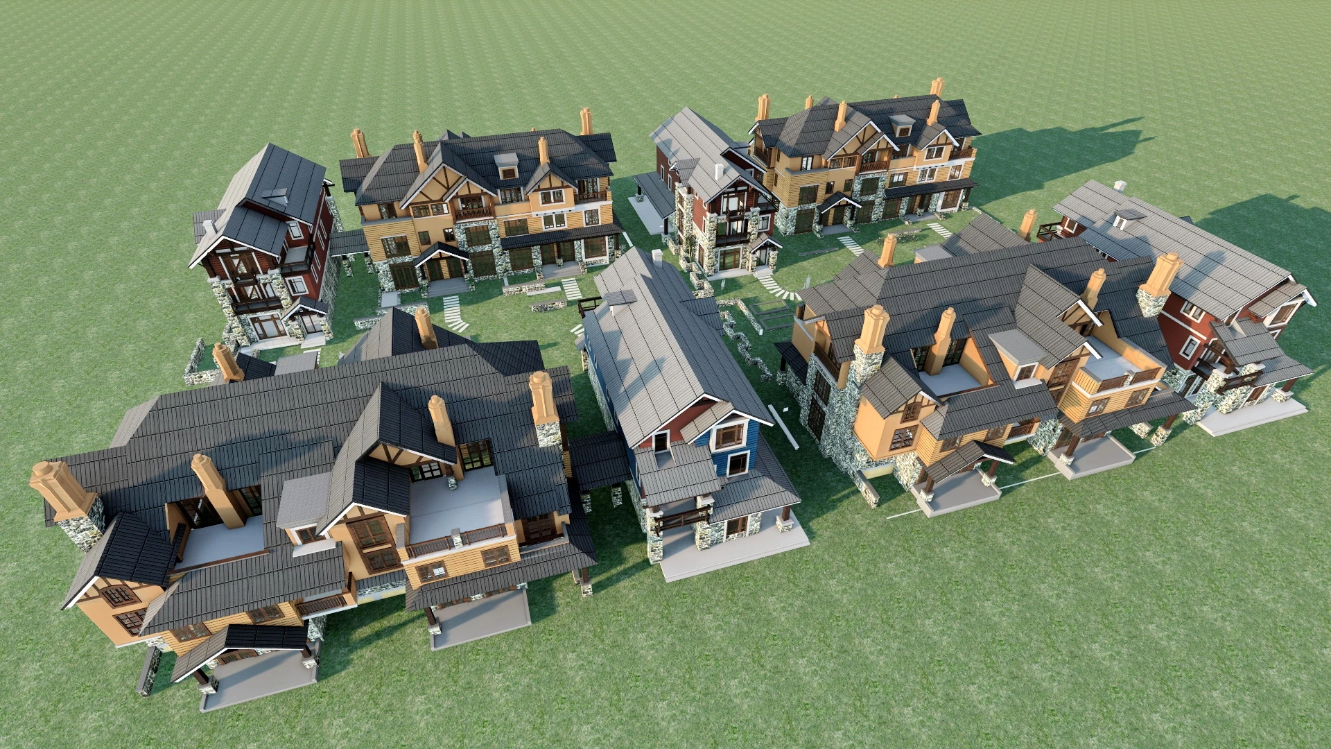 Rustic Stone And Brick Houses sketchup model preview - SketchupBox