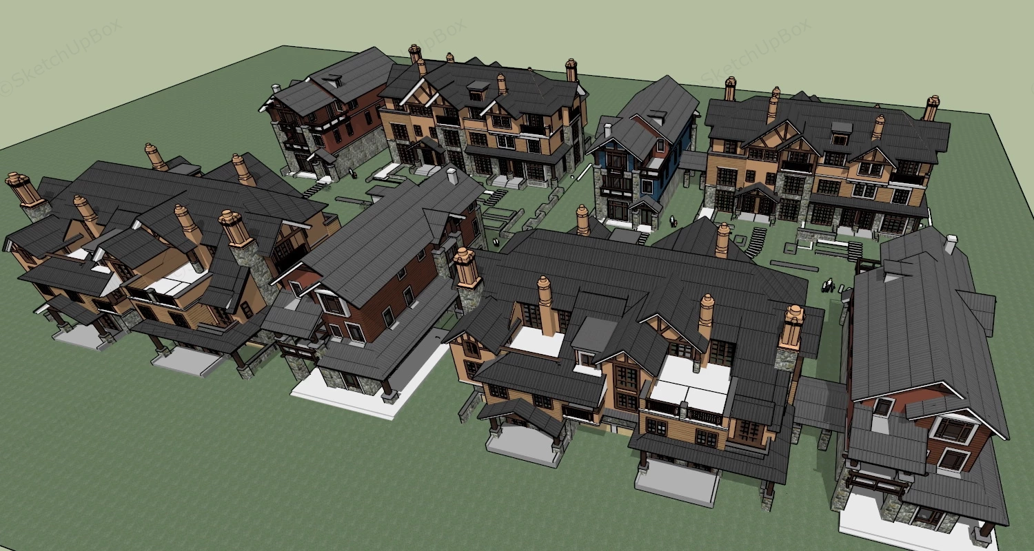 Rustic Stone And Brick Houses sketchup model preview - SketchupBox