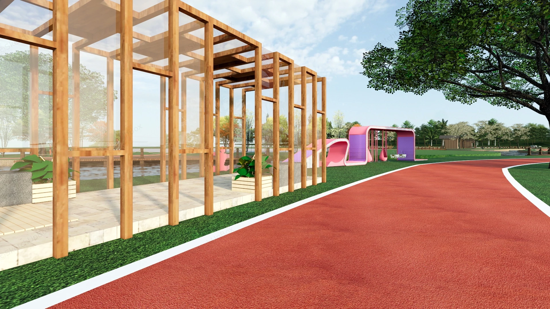 Landscaping Of Lakeside Park sketchup model preview - SketchupBox