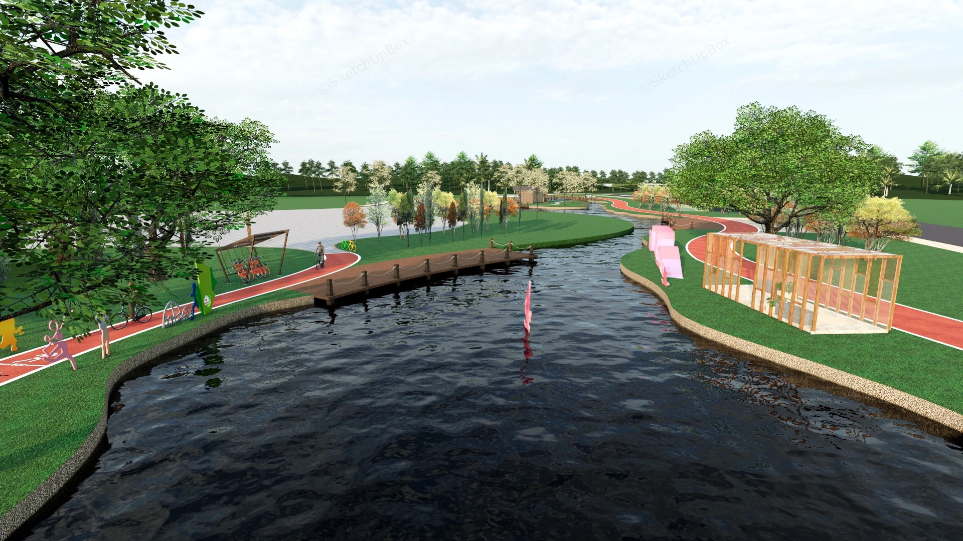 Landscaping Of Lakeside Park sketchup model preview - SketchupBox
