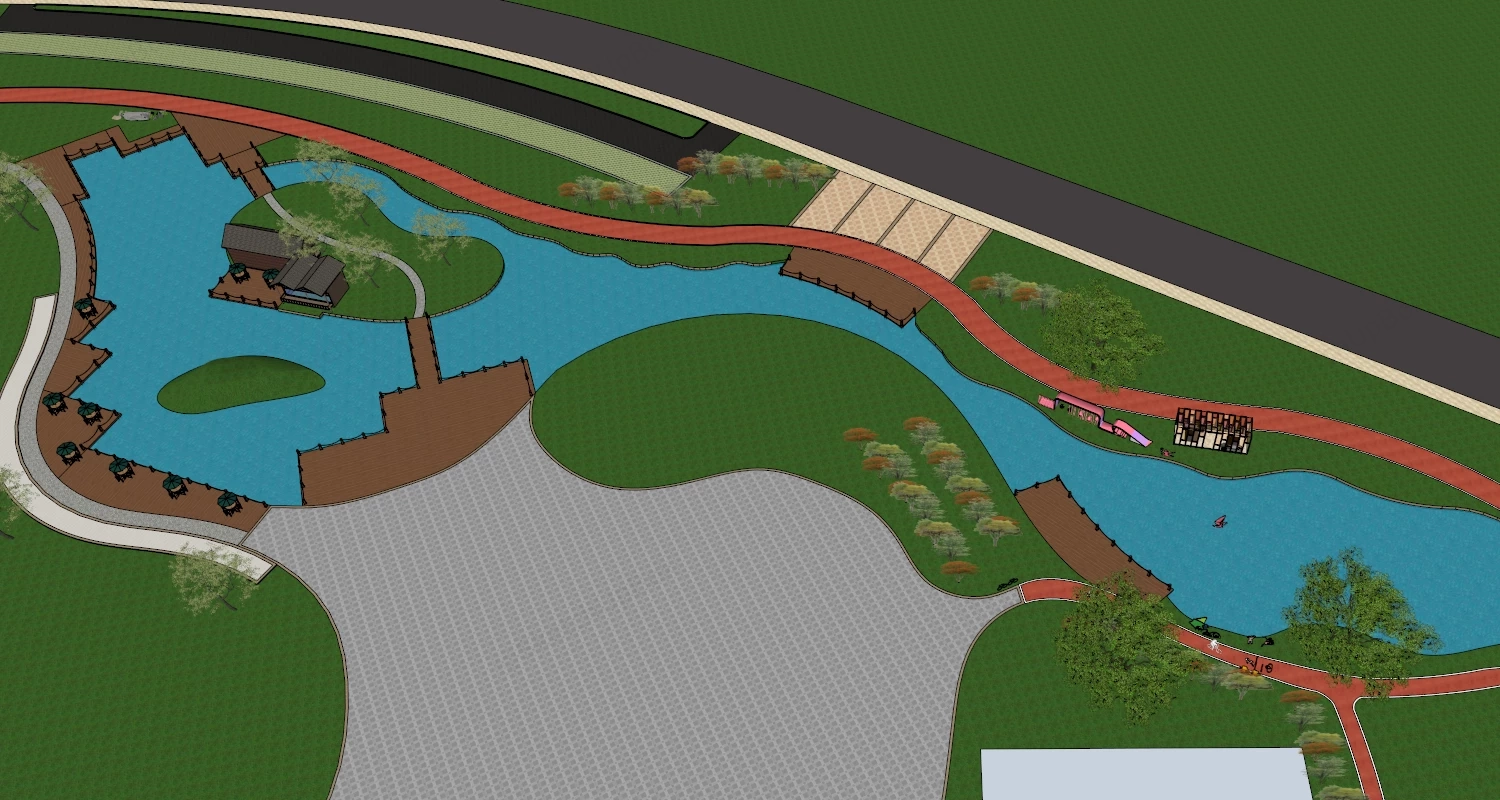 Landscaping Of Lakeside Park sketchup model preview - SketchupBox