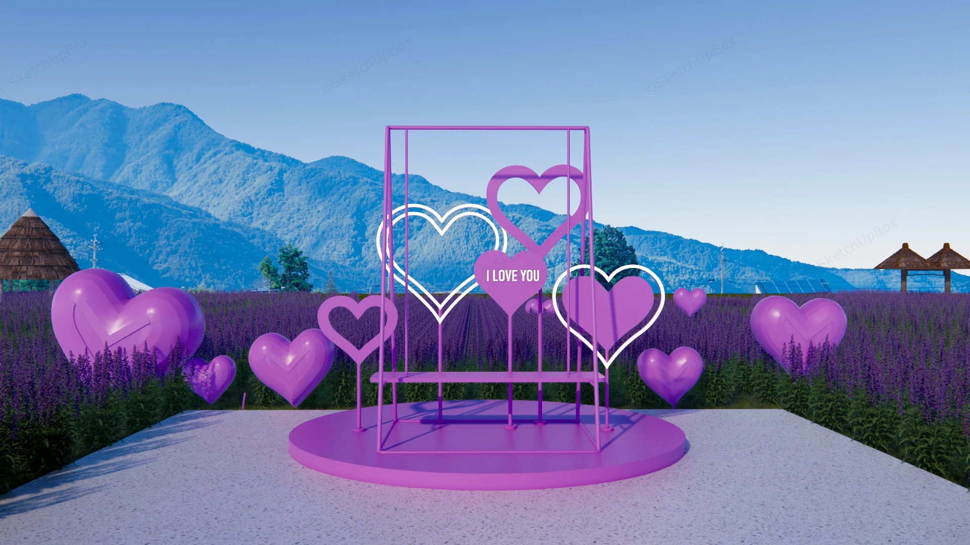 Romantic Pink Heart Art Installations sketchup model preview - SketchupBox