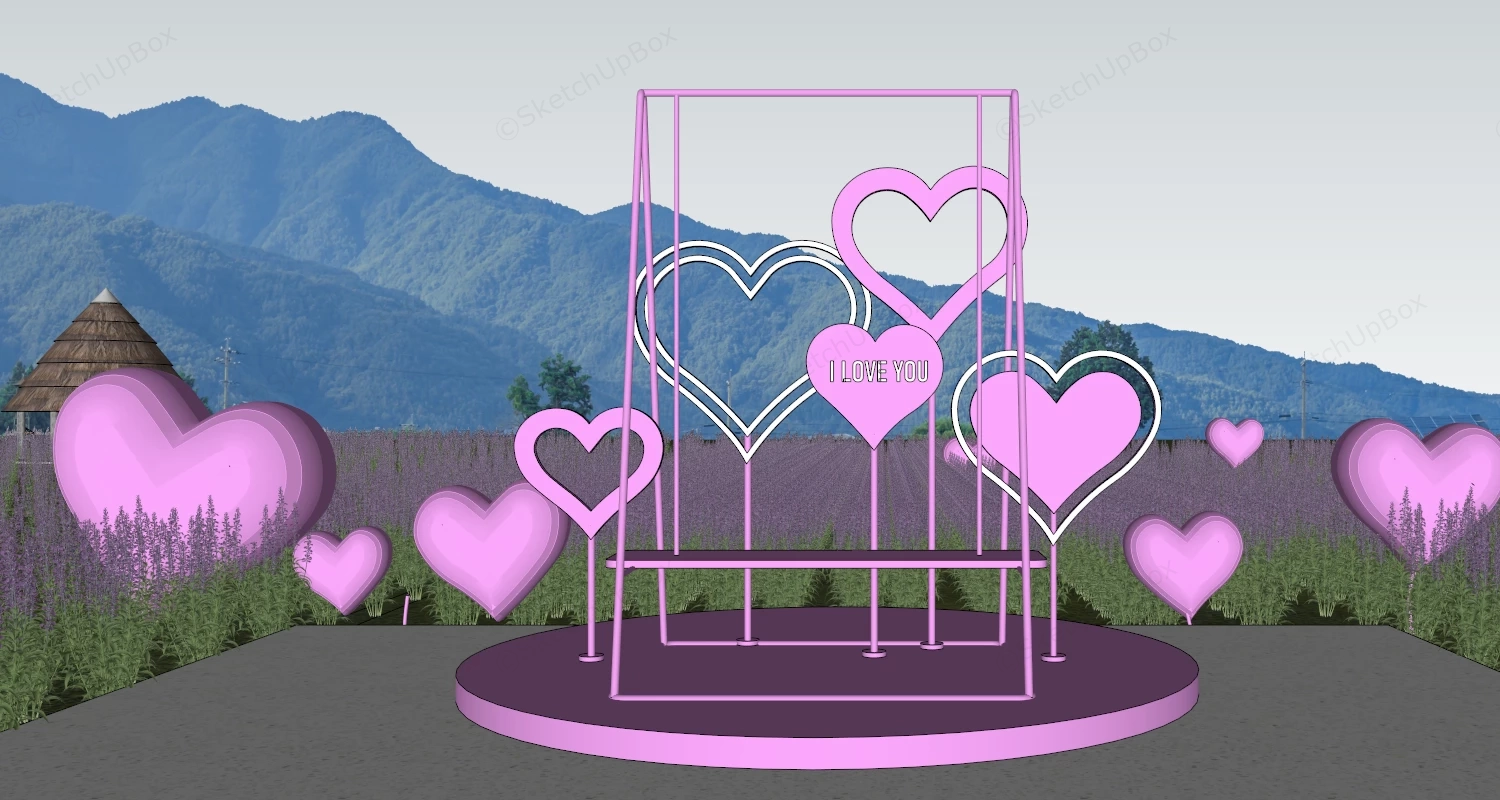 Romantic Pink Heart Art Installations sketchup model preview - SketchupBox
